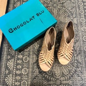 Leather Chocolat Blu Wedges- never worn